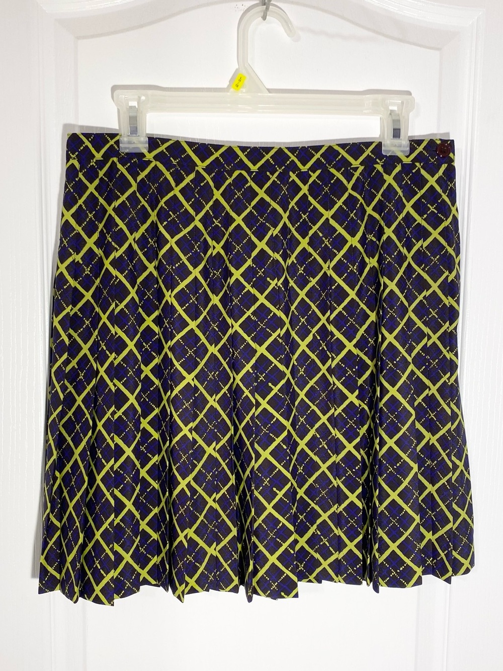 90s Y2K Express Plaid Pleated Schoolgirl Mini Skirt Green Purple Junior 11/12